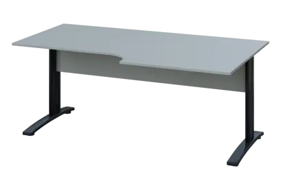 ERK 28 - 188 stůl kancelářský, rohový, pravý, kovová podnož černá, deska 25 mm, široký 1800 mm, šedá